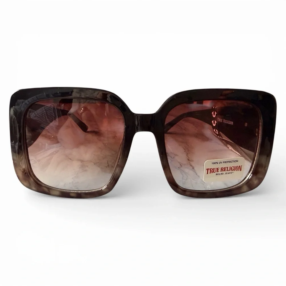 True Religion Sunglasses – Transparent Brown Frame, Gold TR Logo, Designer Eyewe - Picture 5 of 5